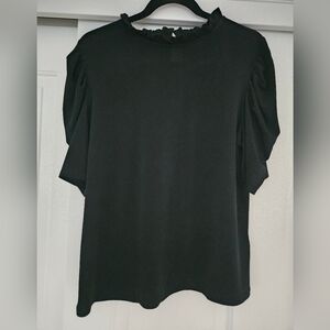 CeCe Puff Sleeve Blouse-Deep Black
